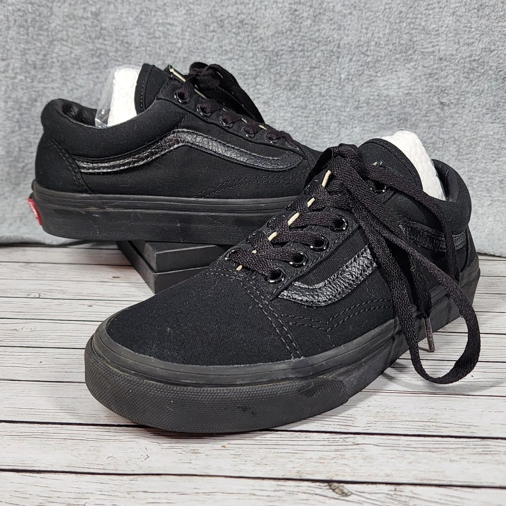 Vans Old Skool Shoes Mens Size 3.5 Womens 5 Black Low Top Canvas Skate Sneakers‎